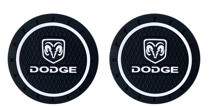 Black-White DODGE Ram Head Silicone Cup Holder Coaster Inserts